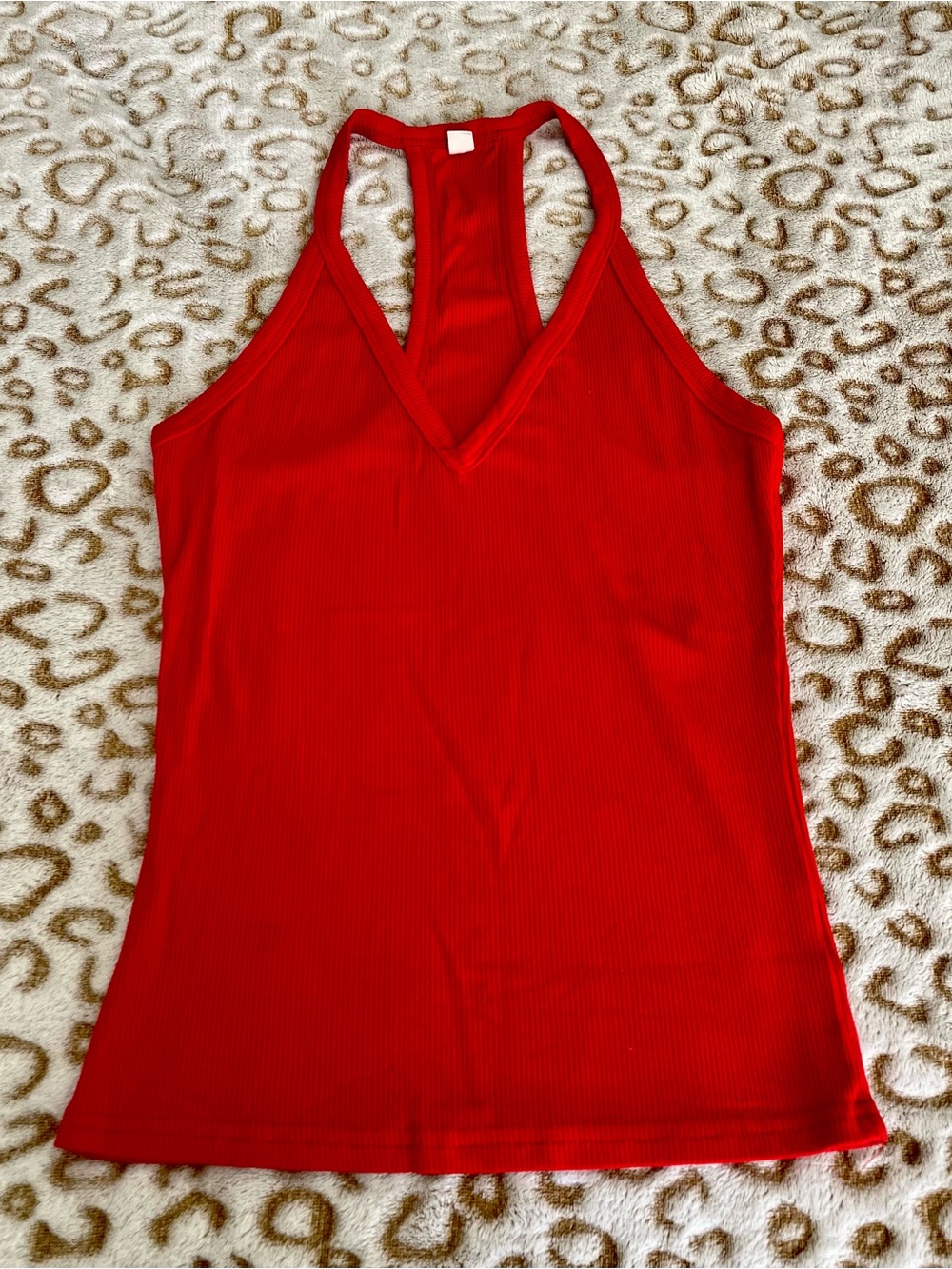 Ribbed V-Neck Racerback Tank Tops